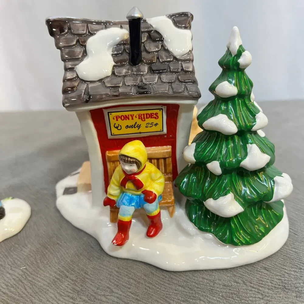 Dept 56 Pint-Size Pony Rides Snow Village Building & Boy Figure Only No Horse
